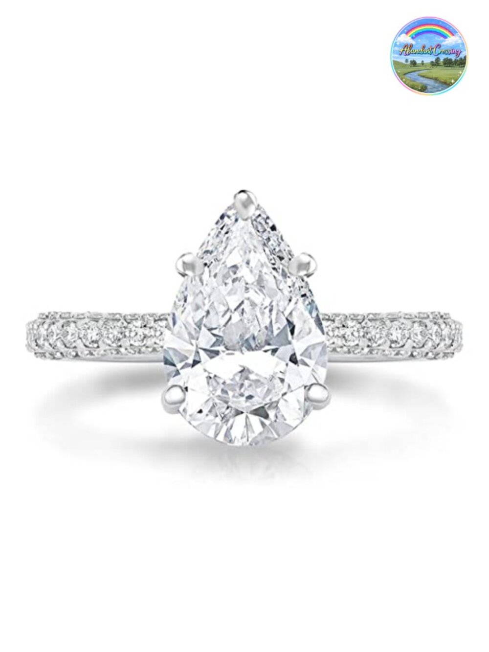 3 Carat Pear Engagement Ring 925 Sterling Silver Platinum Plated CZ